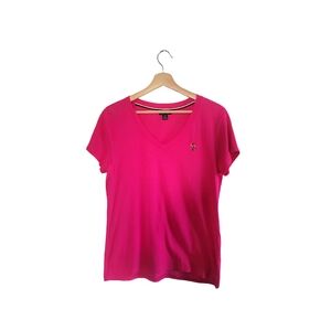 U.S. POLO ASSN Pink V-Neck Logo Tee Womens Size L